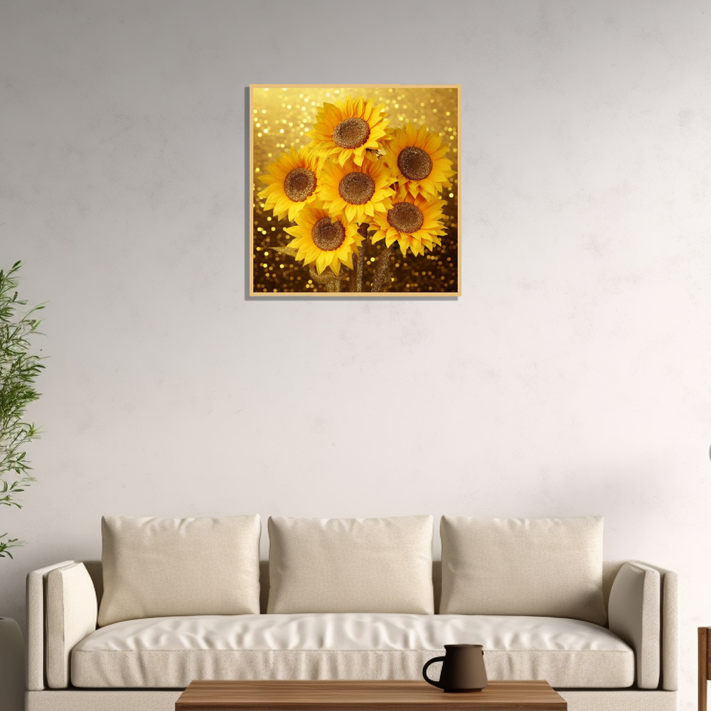 대박해바라기 80x80cm 무광골드 알루미늄액자 돈들어오는 그림 - 상세 이미지 4