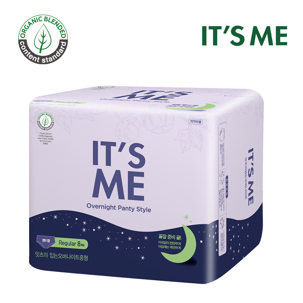 잇츠미 팬티형 생리대 유기농 입는 오버나이트 중형/대형 12P