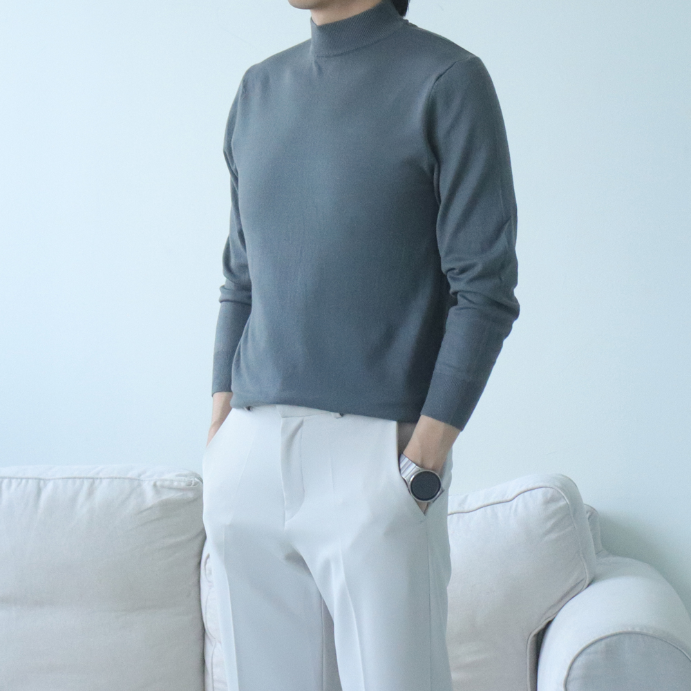 남자니트 남자목폴라 모크넥 이너 니트 이미지 3