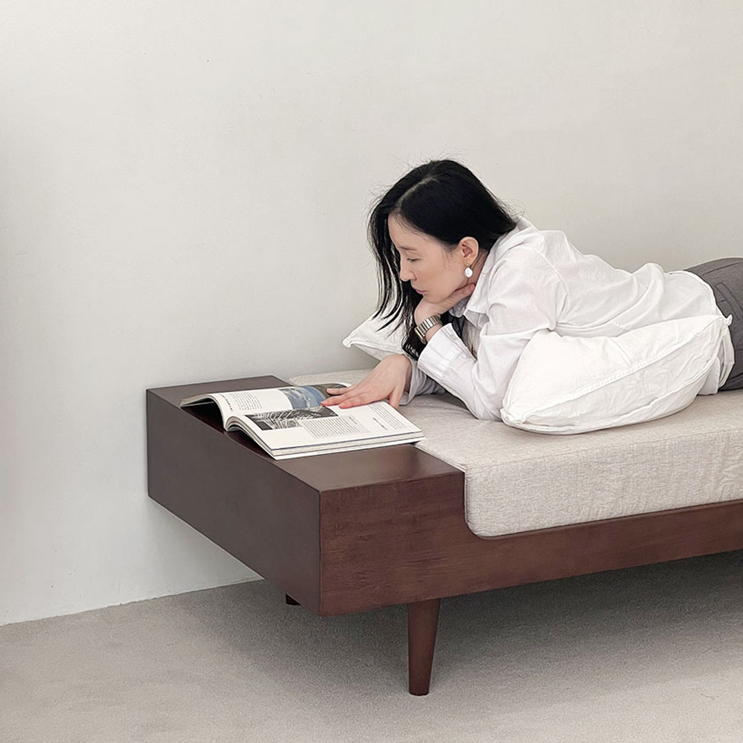 자야캠핑 포르보 원목 3인용 패브릭 데이베드 침대 소파