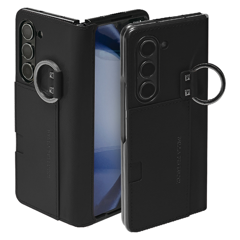 벨라벨루치 갤럭시 Z폴드3 비첸티노 D링 천연 가죽 블랙 다이어리 지갑 케이스 - 상품 이미지