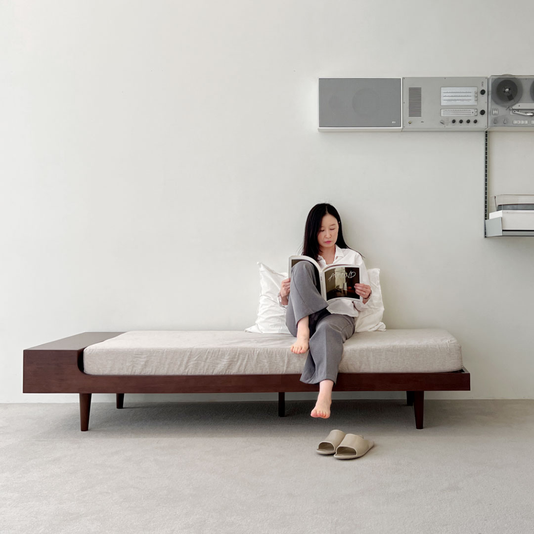 자야캠핑 포르보 원목 3인용 패브릭 데이베드 침대 소파