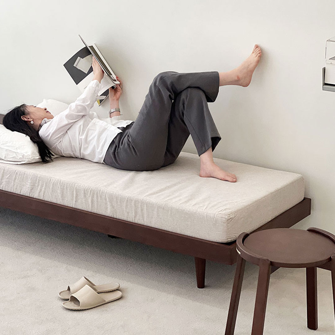 자야캠핑 포르보 원목 3인용 패브릭 데이베드 침대 소파