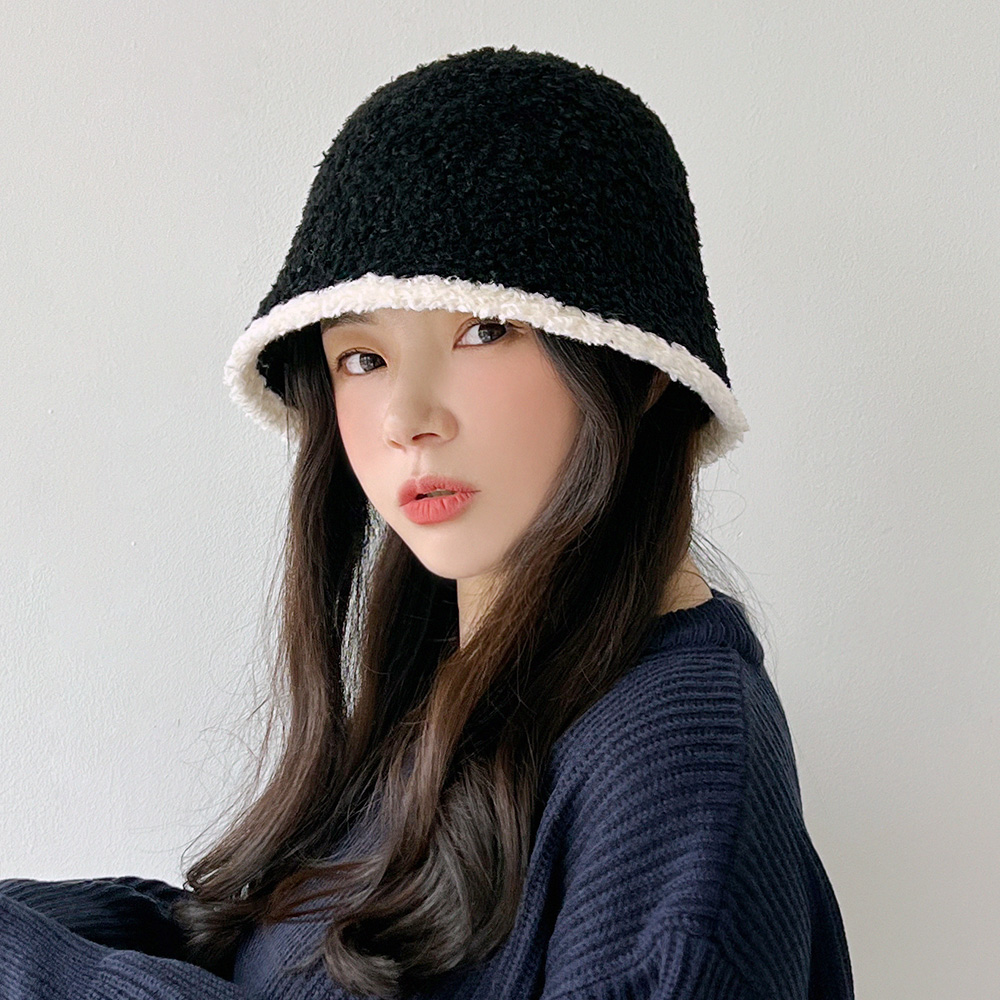 배색 양털 겨울 여자 벙거지 버킷햇 이미지 8