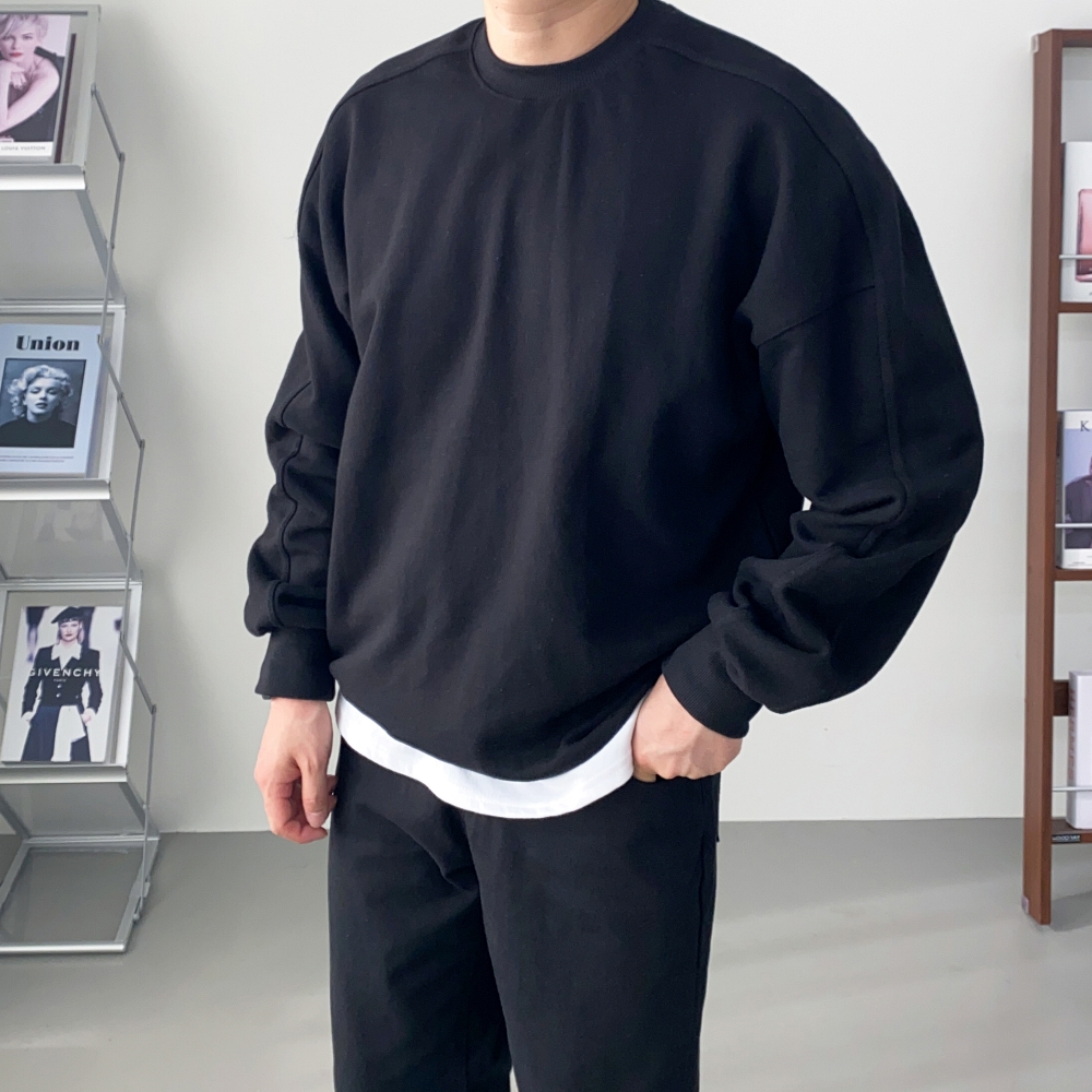 남녀공용맨투맨 무지맨투맨 남자오버핏맨투맨 이미지 3