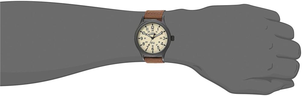 타이맥스 익스페디션 남자 가죽 손목시계 40mm TIMEX 클래식 방수 시계 다크브라운 - 상세 이미지 2