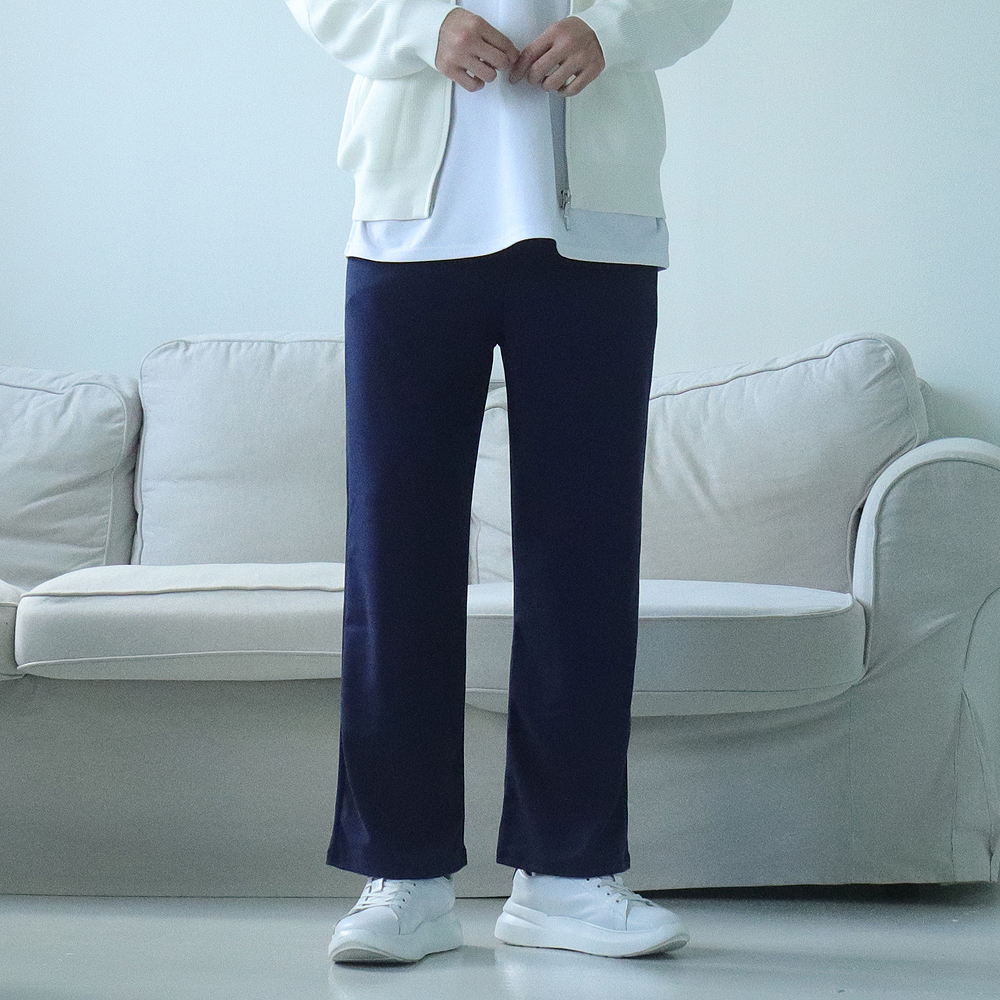 남자와이드팬츠 남성기모바지 밴딩 통큰바지 니트팬츠 이미지 3