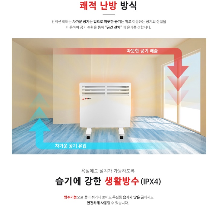 벽걸이 컨벡터 히터 전기방열기 화장실방열기 컨벡션히터 500W