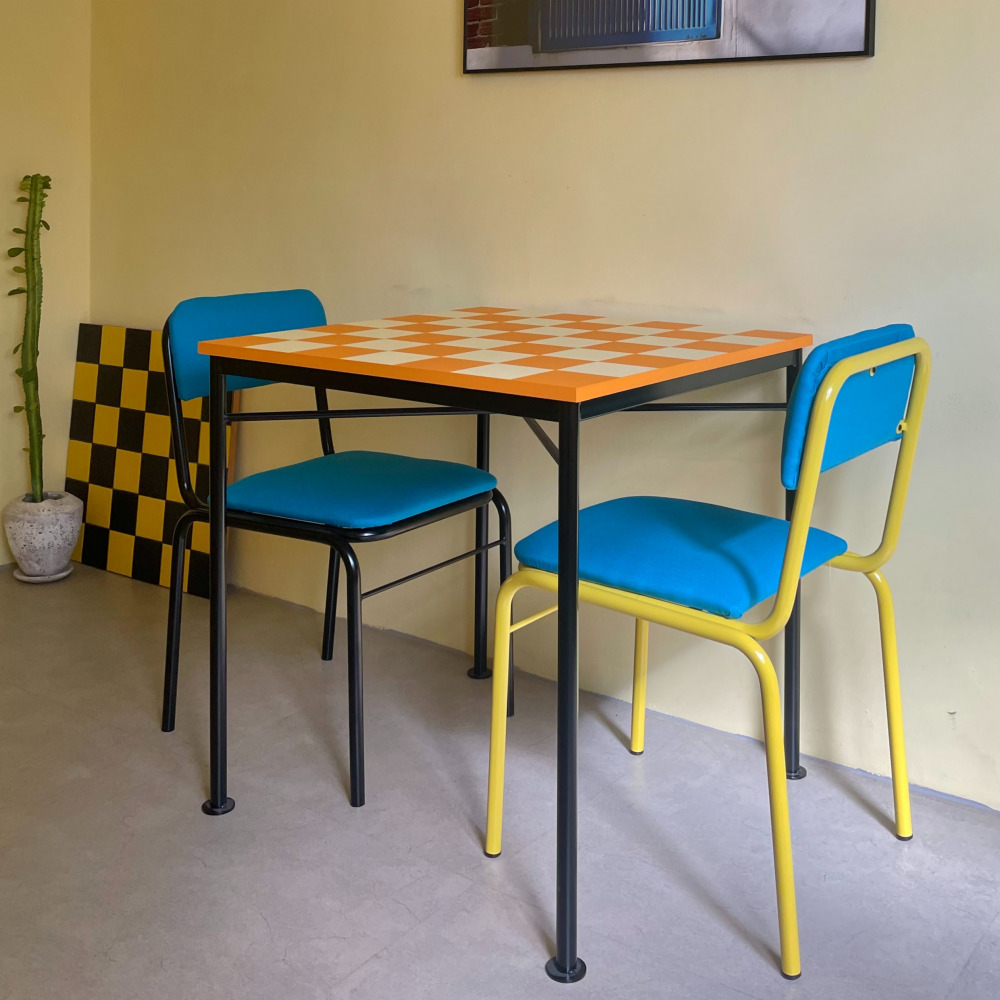 텐더 체커보드 테이블 인테리어 카페 거실 커피 사각형 티 엔틱 디자인 감성