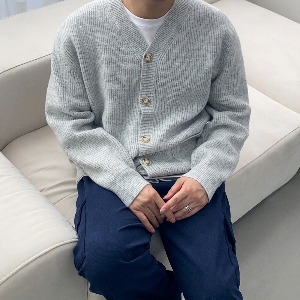남자브이넥가디건 남성하찌가디건 워셔블가디건 - 상세 이미지 2
