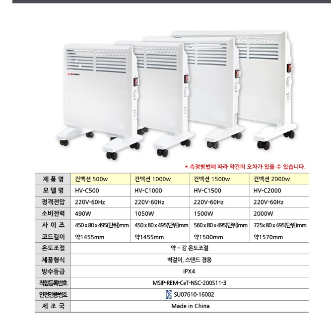 벽걸이 컨벡터 히터 전기방열기 화장실방열기 컨벡션히터 500W