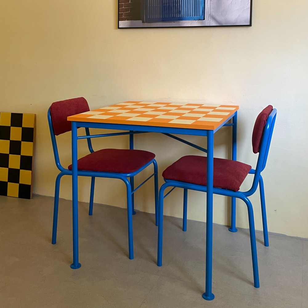 텐더 체커보드 테이블 인테리어 카페 거실 커피 사각형 티 엔틱 디자인 감성