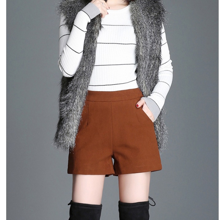 따뜻한 반바지 여성겨울반바지 블랙 모직숏팬츠 이미지 4