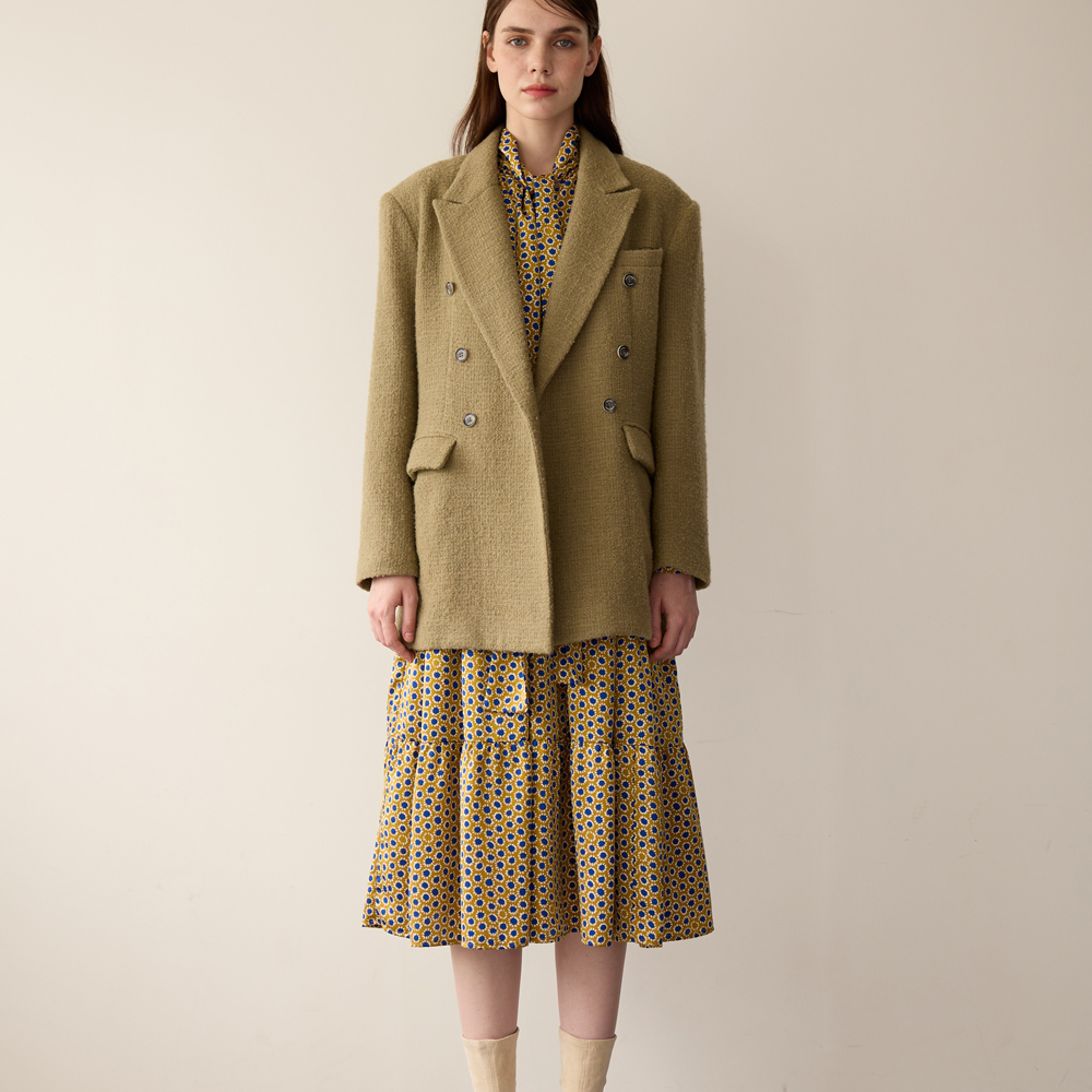 [프릭스 바이 김태훈] 빅숄더 픽업 라펠 더블브레스트 롱 블레이져_카키베이지(KHAKI-BEIGE) 이미지 4