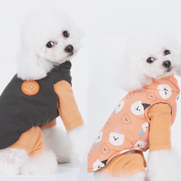 콧수염 패딩 조끼 강아지옷 고양이 애견 양면 니트 겨울 방한 기모 스웨터 겨울옷 집업 후드 티셔츠 점퍼 하네스 리드줄고리 - 상세 이미지 3