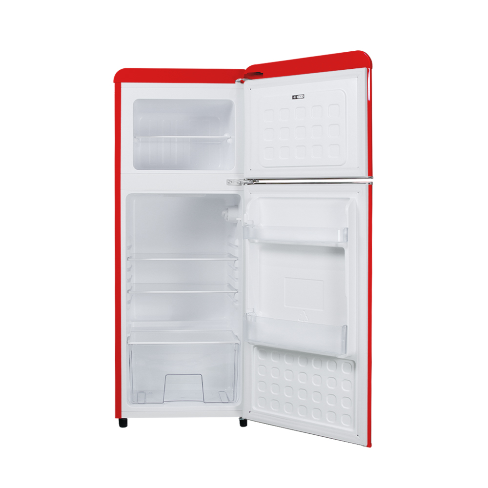 쿠잉 레트로 소형냉장고 REF-D121 레드 미니 원룸 사무실 신혼 슬림