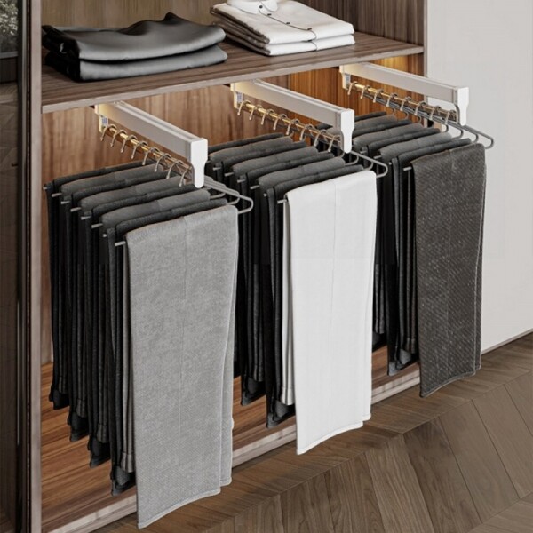 인출식 바지걸이 행거 슬라이딩 옷걸이 레일 행거 드레스룸 정리