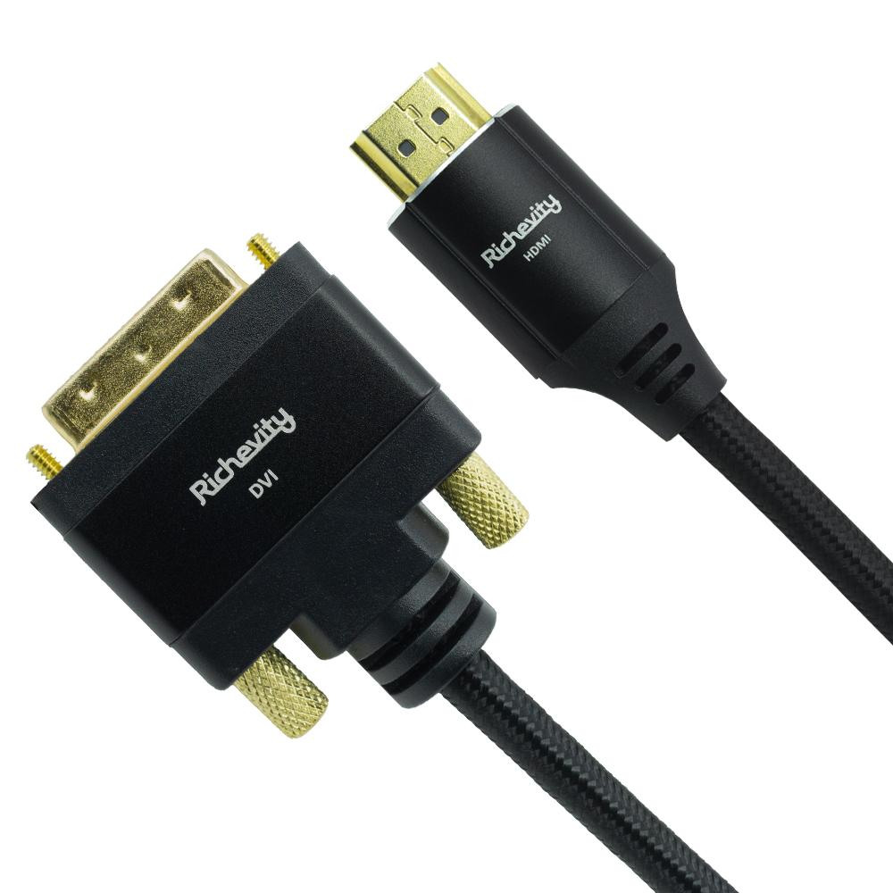 듀얼 모니터 연결 케이블 HDMI 2.0 to DVI-D 리체비티 듀얼 모니터 케이블