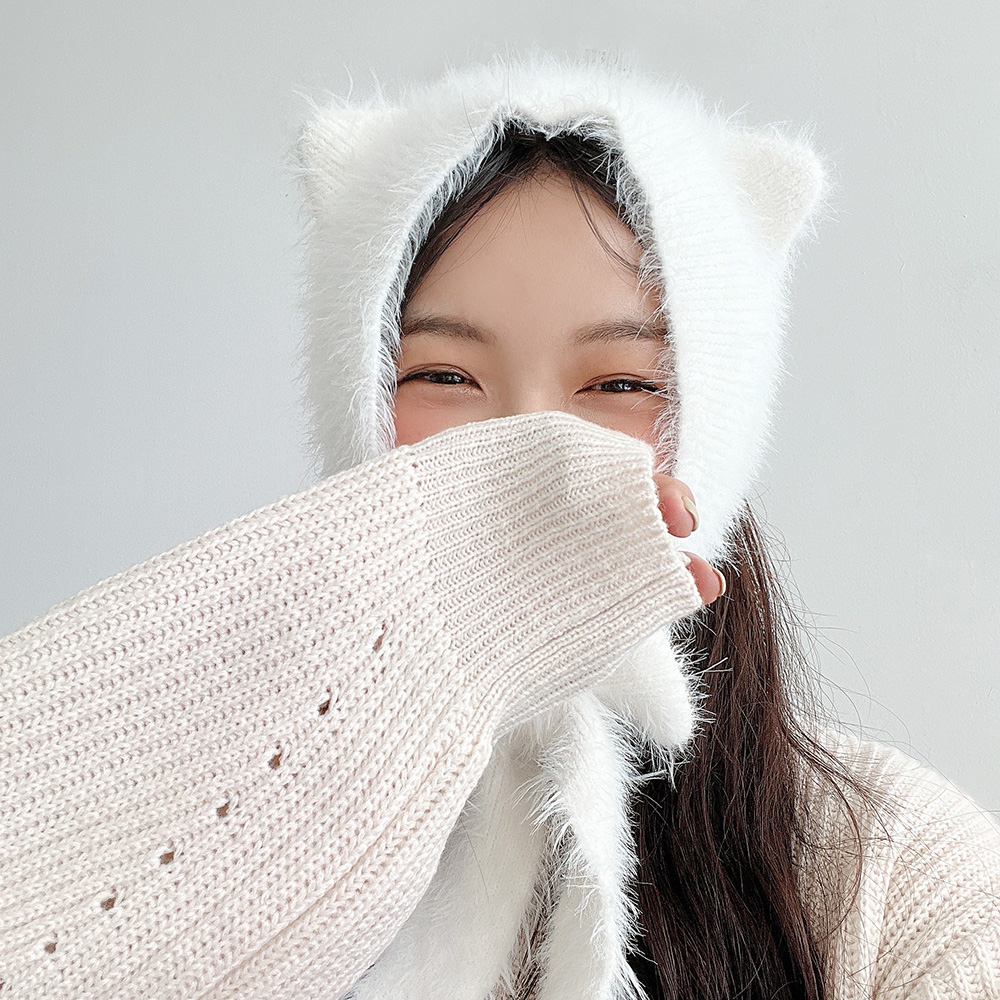 밍크 털 고양이 귀여운 귀도리 겨울 귀달이모자 - 상세 이미지 5