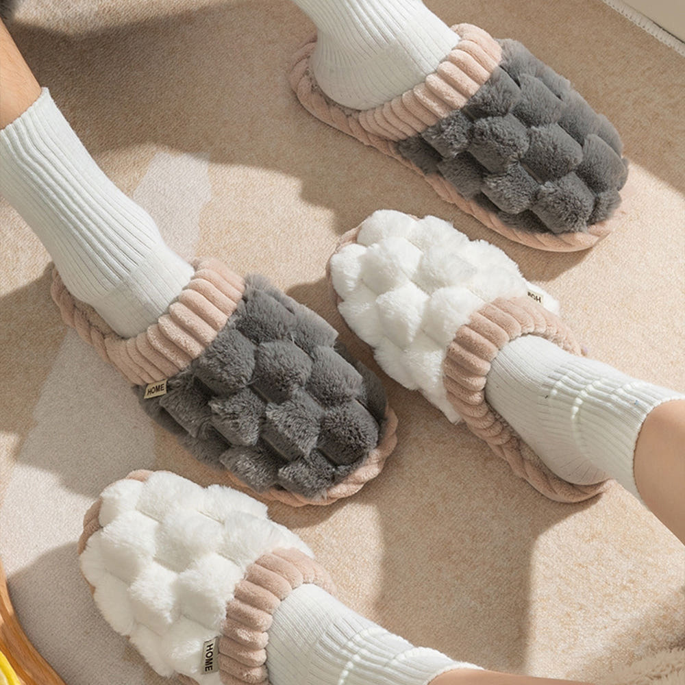 도트무늬 복실 털실내화