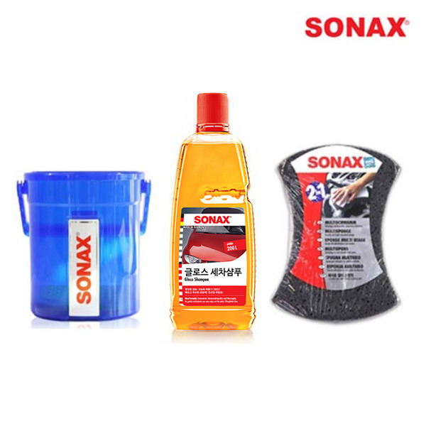 SONAX 소낙스 셀프 세차용품 3종 입문 세트(멀티바스켓 + 식용유 세차샴푸 1L + 멀티스펀지) - 메인 이미지