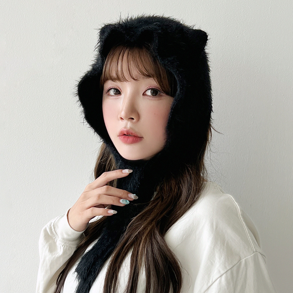 밍크 털 고양이 귀여운 귀도리 겨울 귀달이모자 - 상세 이미지 3