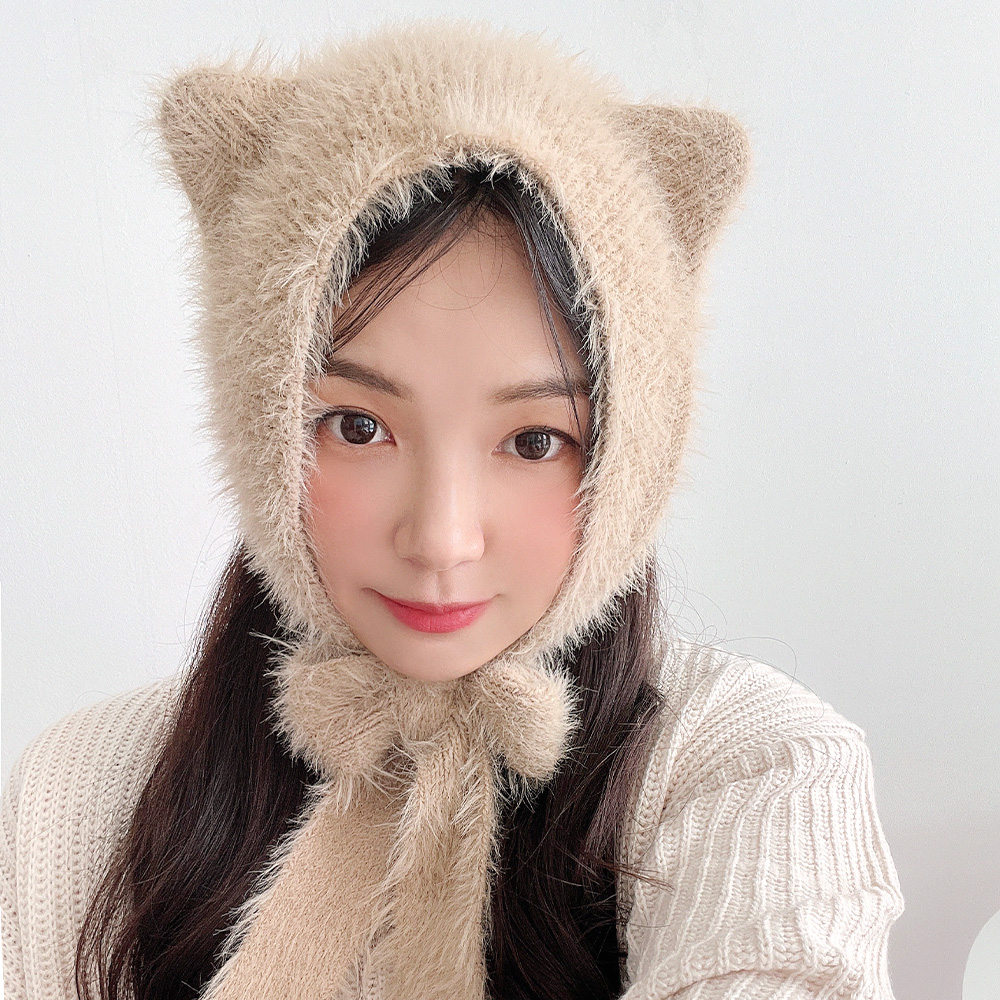 밍크 털 고양이 귀여운 귀도리 겨울 귀달이모자 이미지 6