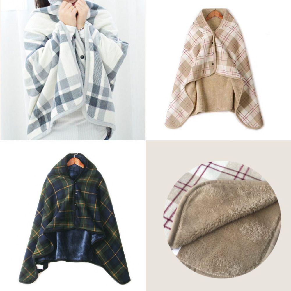 똑딱이담요 캠핑 쇼파 차량용 미니 사무실 체크 망토 담요 130x80