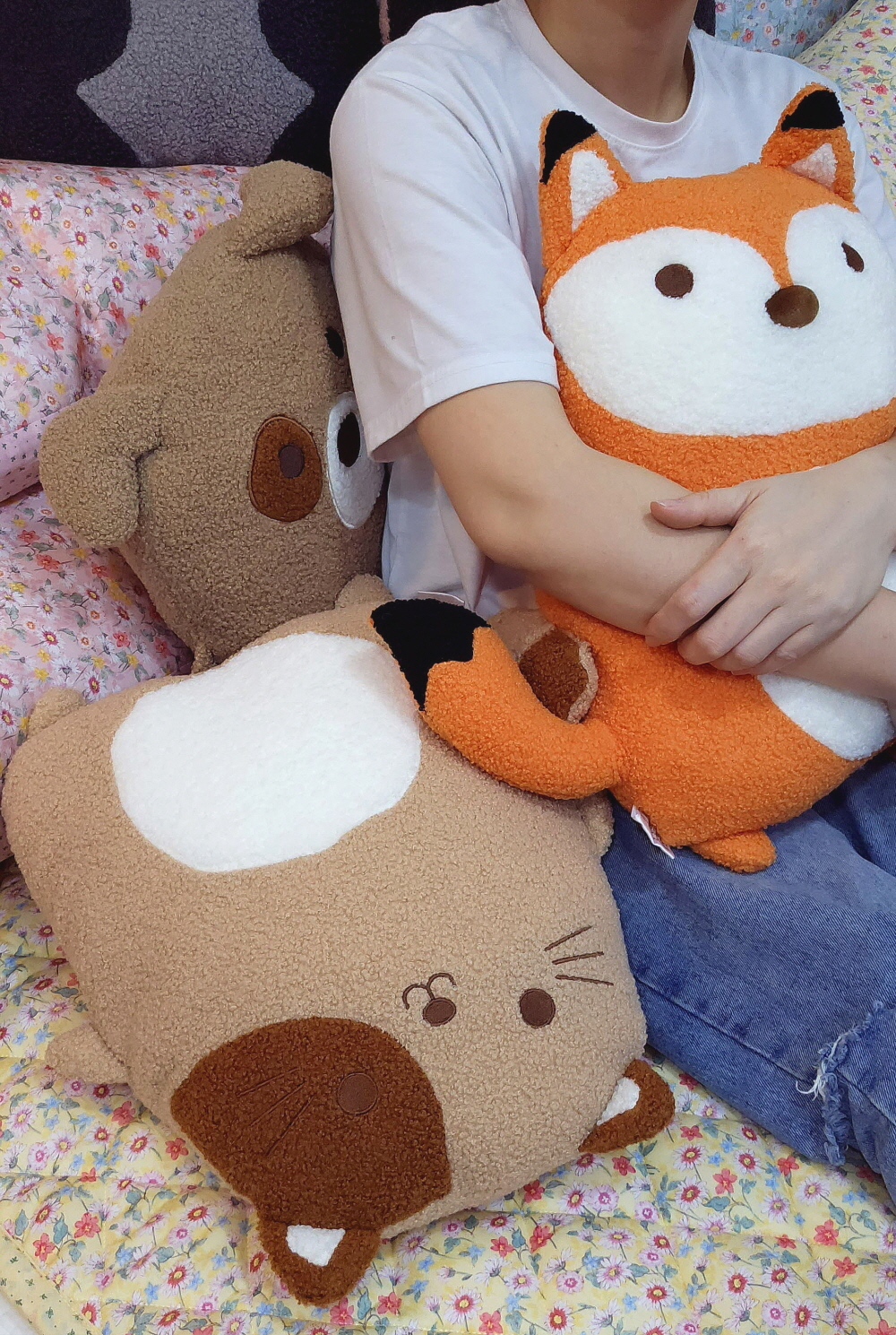 강아지 바디필로우인형 안고자는베개 인형쿠션 여우 고양이베개