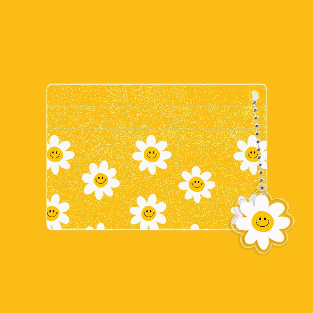 여자 카드 지갑 PVC 투명 명함지갑 스마일꽃