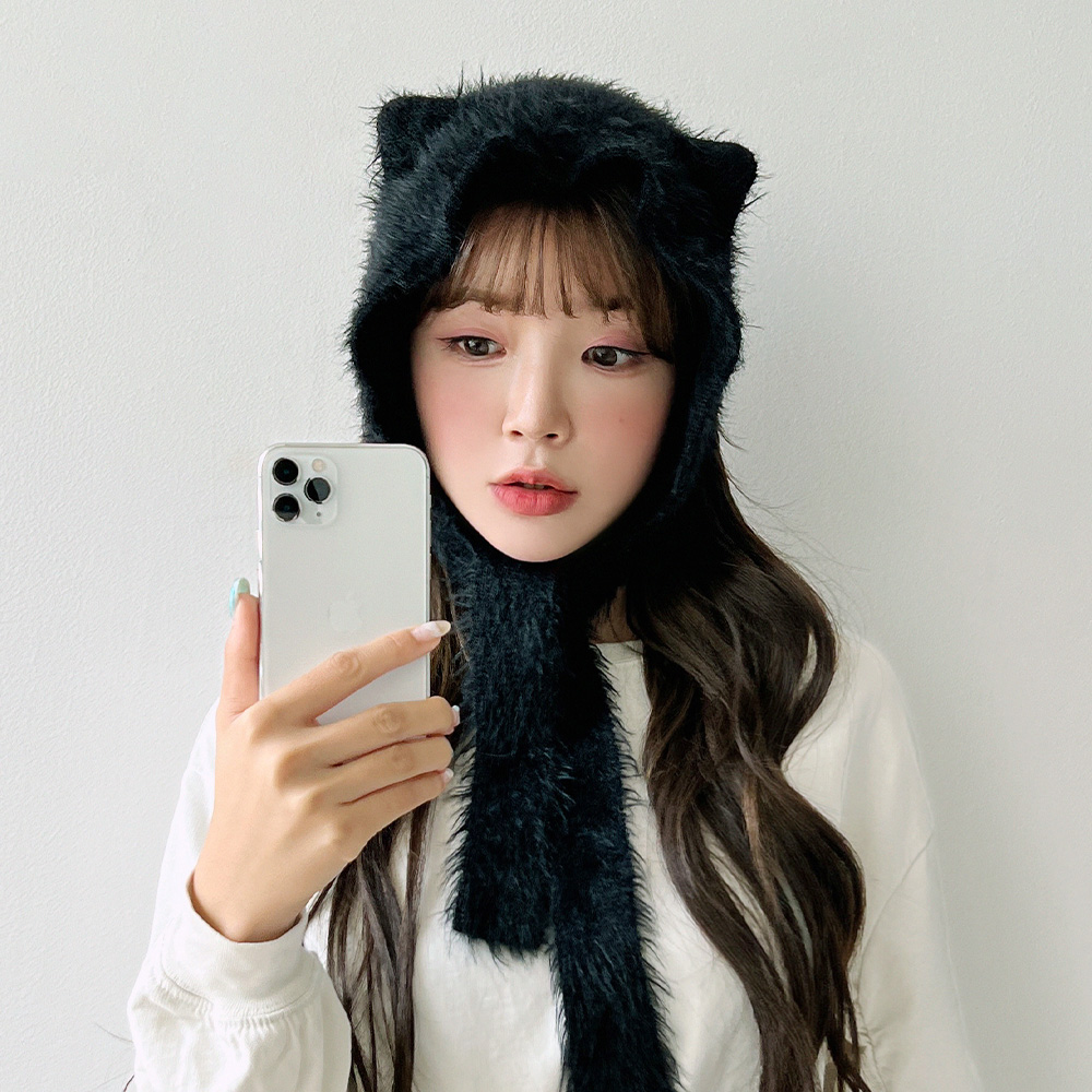 밍크 털 고양이 귀여운 귀도리 겨울 귀달이모자 - 상세 이미지 2