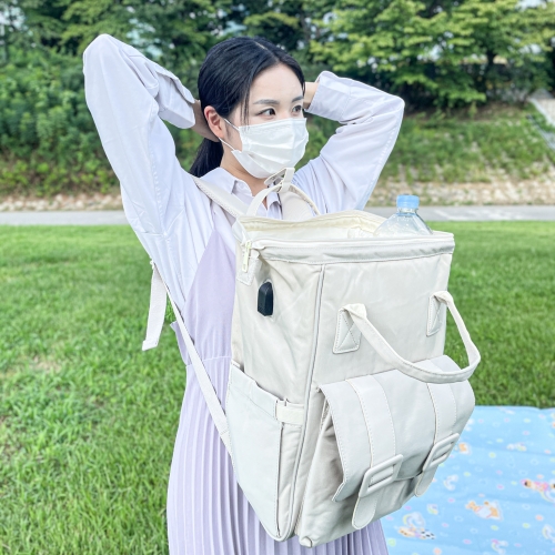 [아이이름각인] 엘리니아 가벼운 국민 기저귀가방 백팩 기저귀 백팩 아기 아이보리화이트 - 상세 이미지 2