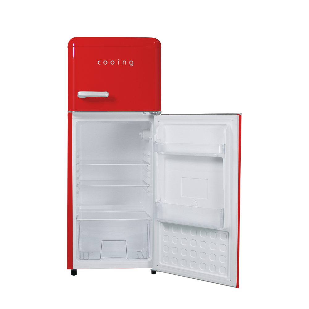 쿠잉 레트로 소형냉장고 REF-D121 레드 미니 원룸 사무실 신혼 슬림