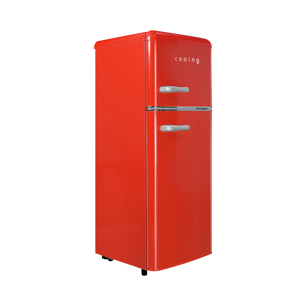 쿠잉 레트로 소형냉장고 REF-D121 레드 미니 원룸 사무실 신혼 슬림