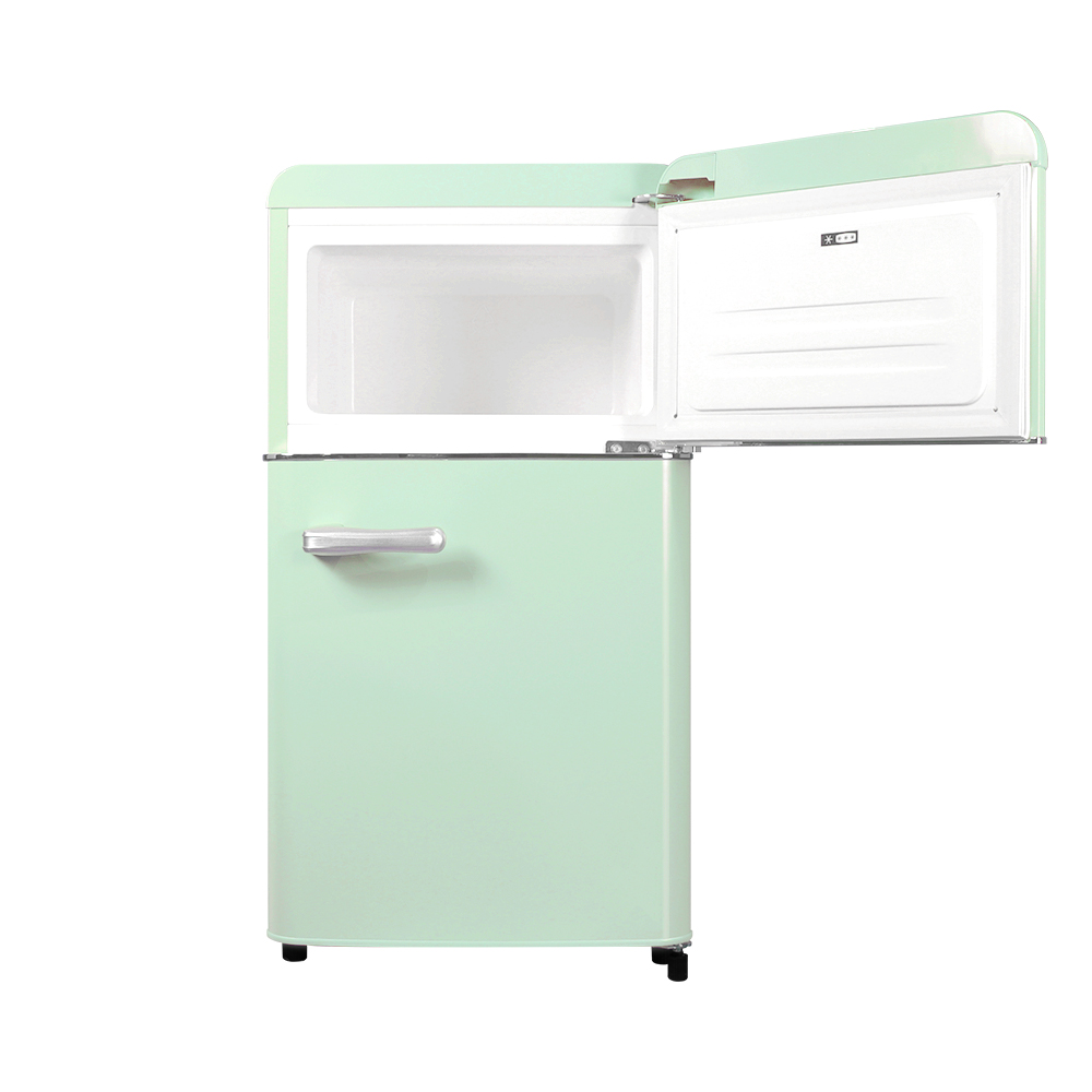 쿠잉 레트로 미니냉장고 REF-D85 2도어 소형 원룸 사무실 신혼 슬림 민트