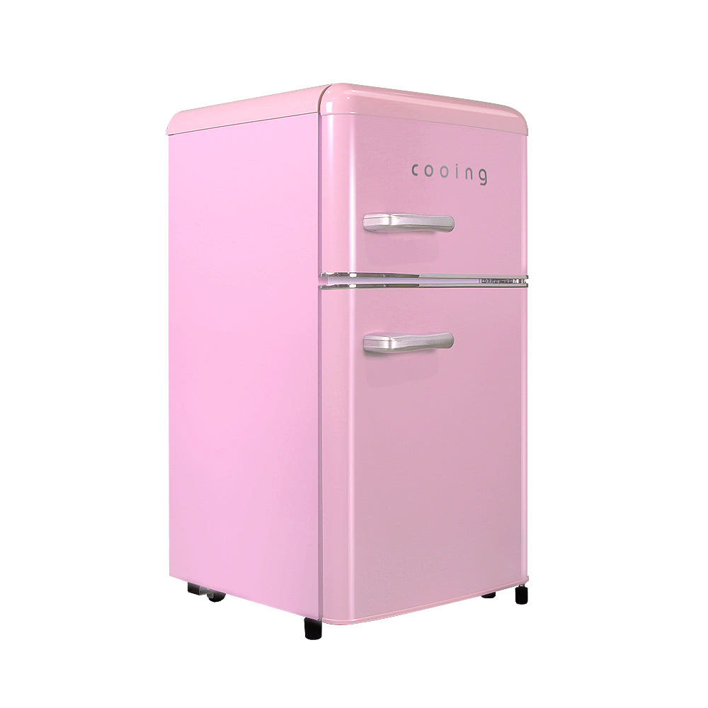 쿠잉 레트로 미니냉장고 핑크