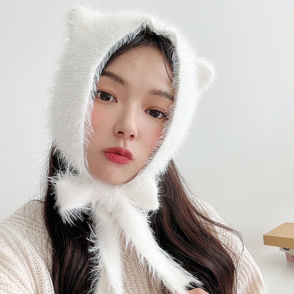 밍크 털 고양이 귀여운 귀도리 겨울 귀달이모자 - 상세 이미지 4