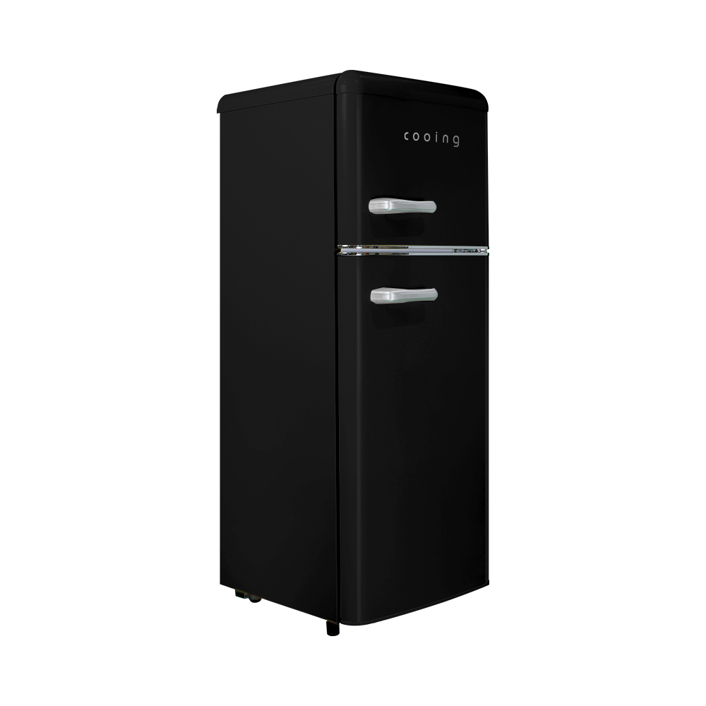 쿠잉 레트로 소형냉장고 REF-D121 블랙 미니 원룸 사무실 신혼 슬림