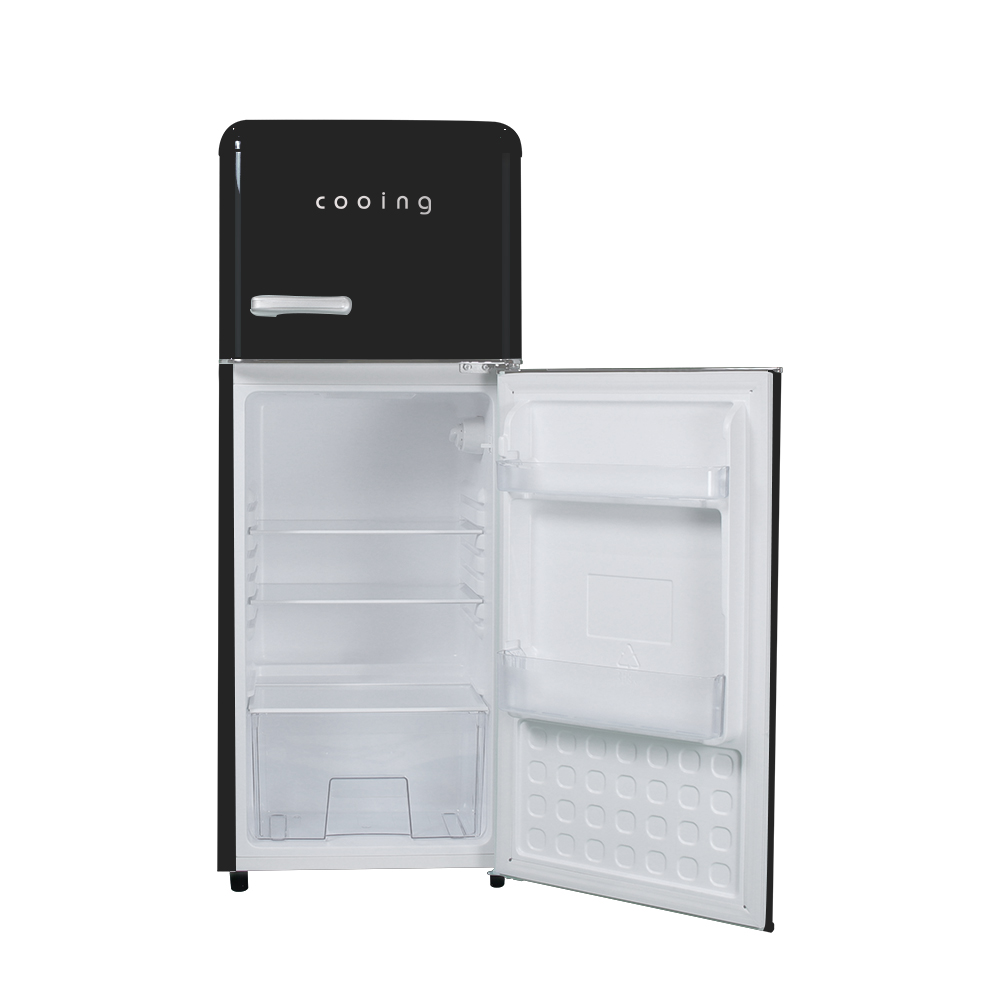 쿠잉 레트로 소형냉장고 REF-D121 블랙 미니 원룸 사무실 신혼 슬림