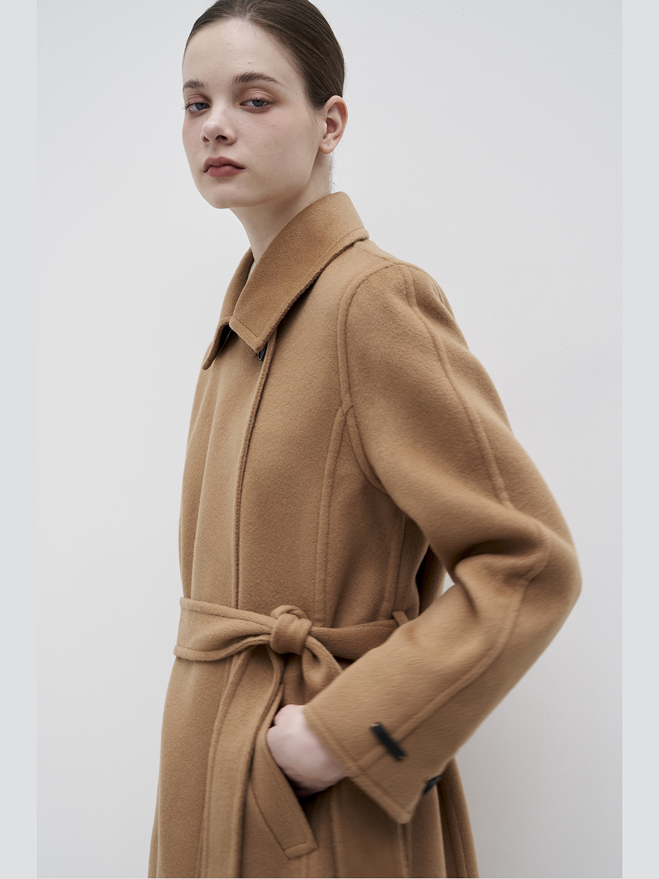 [쥴리앤칼라] 23FW 칼라3 컬렉터  프리미엄 퀸 캐시미어 코트  카멜 이미지 4