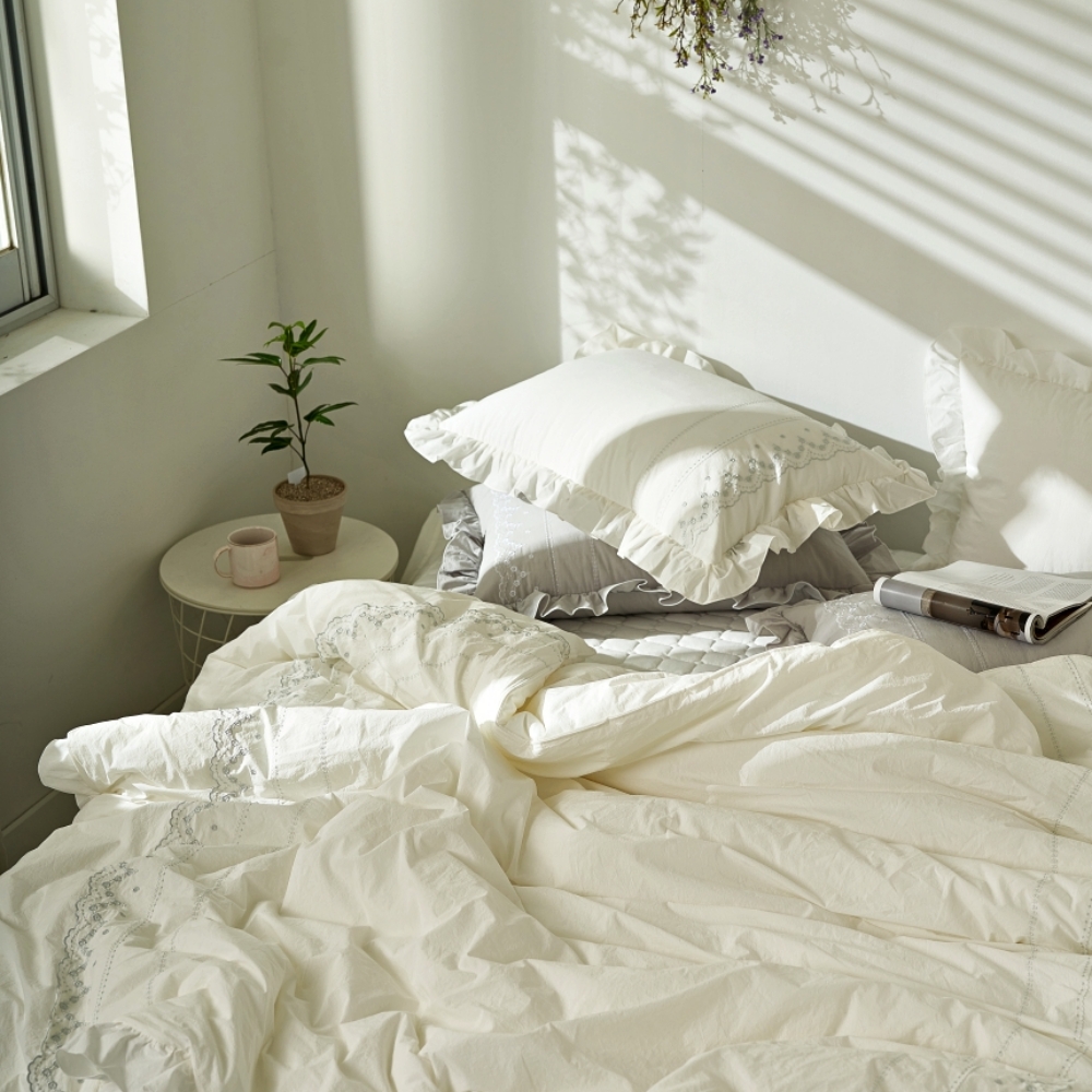 호텔 이불세트 라지킹 사계절 신혼 고밀도 순면 레이스 프리미엄 이불