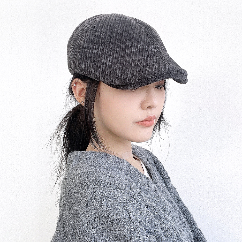 르마인 벨벳 코듀로이 여성 겨울 베이커햇 마도로스 헌팅캡 - 상품 이미지