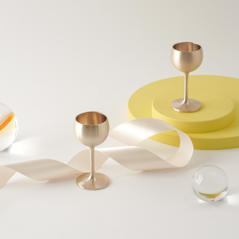 거창유기 방짜 유기 감성 캠핑 양주잔 와인잔 술잔 소주 소리 잔 2P 세트