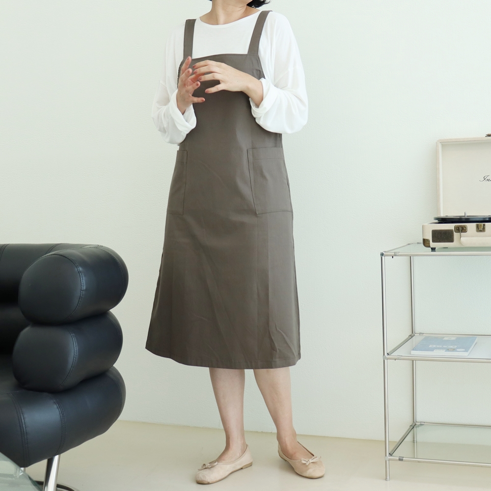 자체제작 빅사이즈 멜빵 롱 원피스 XL,3XL 빅포켓 뷔스티에 레이어드 스판 케주얼원피스