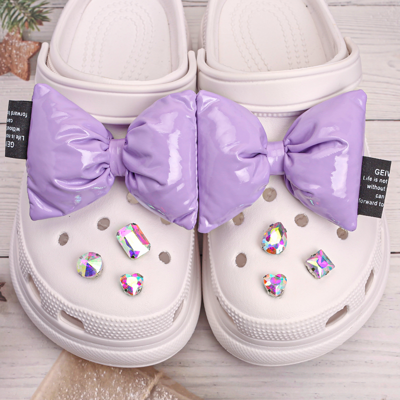 크록스 지비츠 파츠 세트 왕 리본 보석 자비츠 참 신발 꾸미기 악세사리 장식 1SET