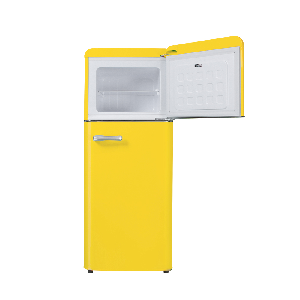 쿠잉 레트로 소형냉장고 REF-D121 옐로우 미니 원룸 사무실 신혼 슬림