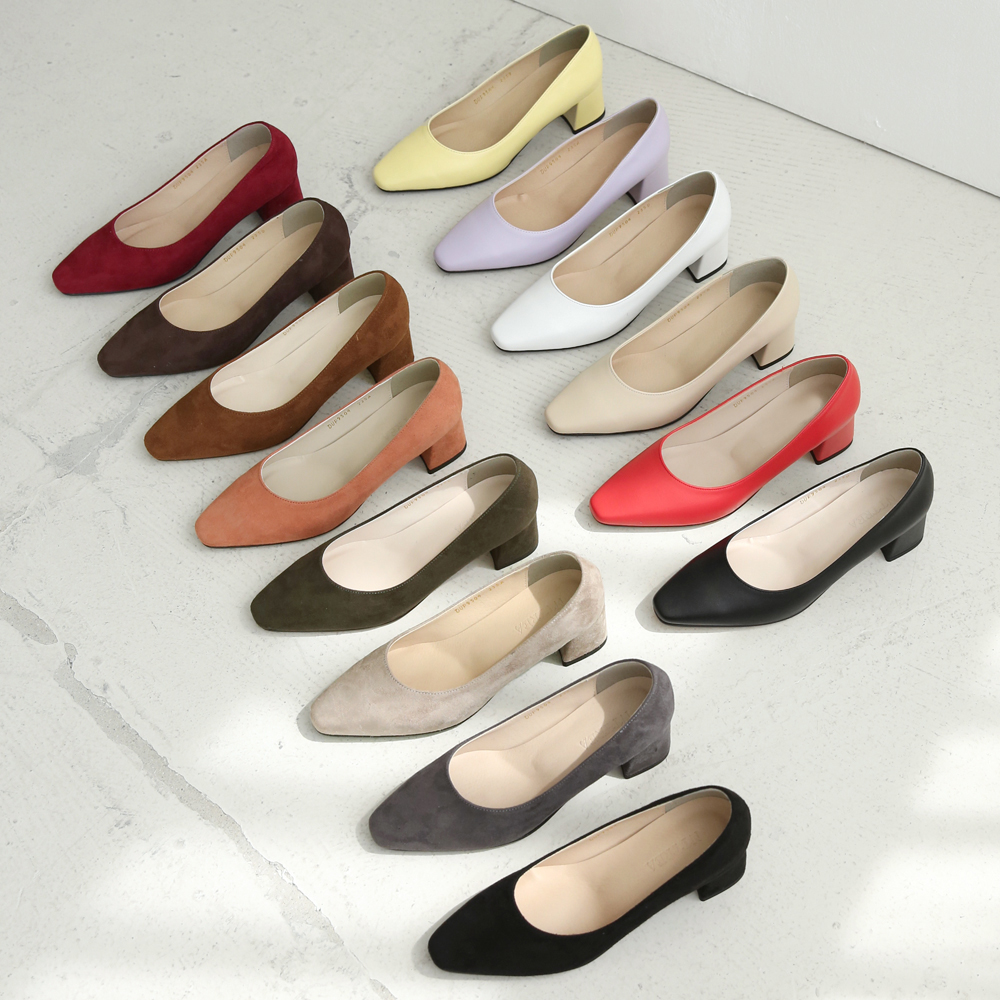 발편한 여자구두 여성정장구두 스퀘어 미들힐 펌프스