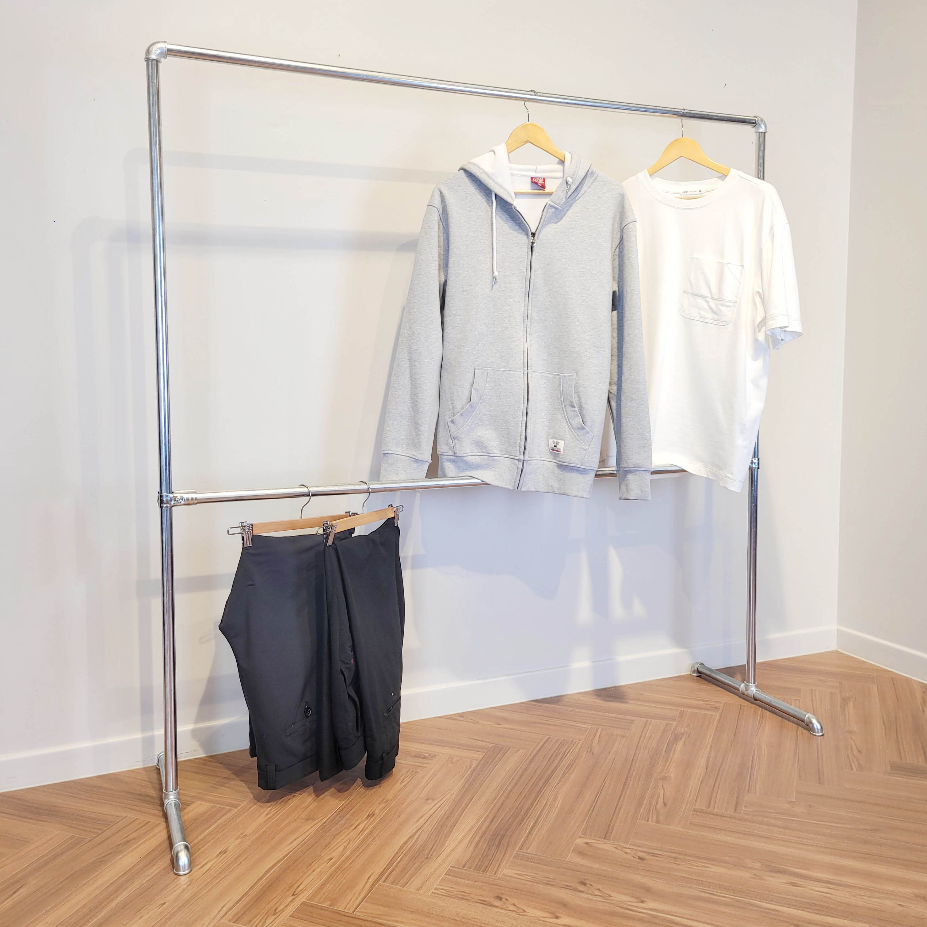 철제 파이프헹거 옷가게 스탠드 이동식 옷걸이 튼튼한 네모 헹거 가로1.0MX높이1.2M