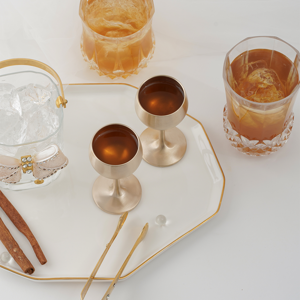 거창유기 방짜 유기 감성 캠핑 양주잔 와인잔 술잔 소주 소리 잔 2P 세트