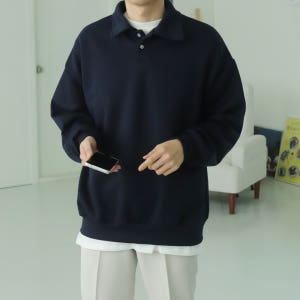 남자맨투맨 오버핏 헨리넥 남성카라티 남자기모맨투맨 착용 후기 | 사이즈/핏 총정리 - 상품 이미지 4